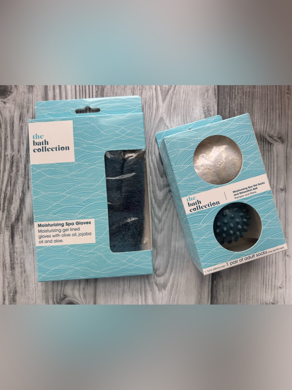 The Bath Collection Spa Set Gloves Gel Socks and Massage Ball